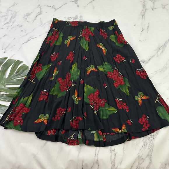 Sharon Anthony Womens Vintage 90s Crinkle Skirt Plus Size 22 Black Butterfly - Picture 2 of 11
